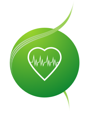 Hjärta med EKG-diagram i cirkel omsluten av hårstrån